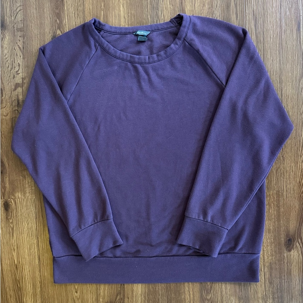 Eddie Bauer Women's Crew Neck Plum Purple-Sweatshirt Polyester Rayon SOFT Large